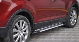 Боковые пороги площадки из алюминия Allmond Grey для Mazda CX-9 2006-2012