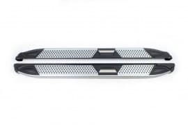 Боковые пороги площадки из алюминия Mevsim Grey для Nissan Terrano 3 2014+ Erkul