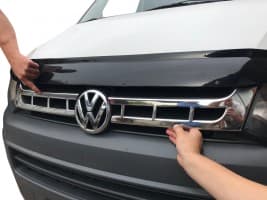 Хром накладки на решетку радиатора для Volkswagen T5 рестайлинг 2010-2015 из нержавейки 2шт