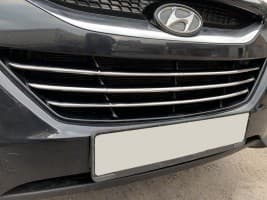 Хром накладки на решетку радиатора для Hyundai IX35 2010-2013 из нержавейки 3шт Omsa