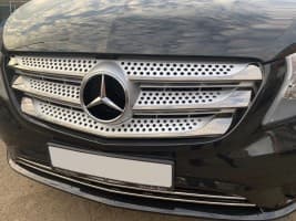 Хром накладки на решетку радиатора для Mercedes Vito W447 2014-2020 из нержавейки BlackChrome 5шт Omsa