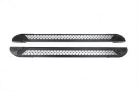 Боковые пороги площадки из алюминия Vision New Black для Nissan Pathfinder R52 2014+ Erkul