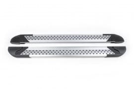 Боковые пороги площадки из алюминия Vision New Grey для Nissan Pathfinder R52 2014+