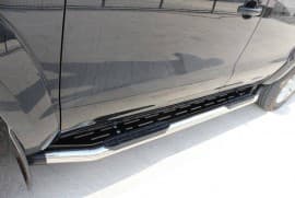Боковые пороги из нержавейки Amazon Silver для Mitsubishi L200 5 2018+ Omsa