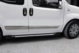 Боковые пороги площадки из алюминия Allmond Grey для Fiat Doblo III nuovo 2015+ Erkul
