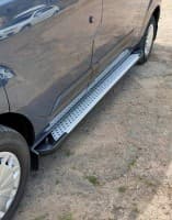 Боковые пороги площадки из алюминия Allmond Grey для Ford Custom 2012+ Erkul