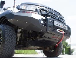 Передний бампер Dakar Чёрный без сенсора с подсветкой и Защита картера на Ford Ranger 2011-2015