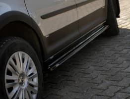 Накладки на боковые пороги EuroCap (черные) на Volkswagen Caddy 3 2010-2015