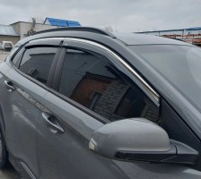 Дефлекторы окон с хром полоской Ветровики Niken для Hyundai Kona 2017+ (4шт)