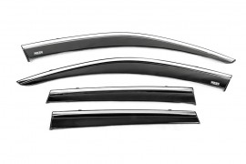 Дефлекторы окон с хром полоской Ветровики Niken для Volkswagen Touareg 2010-2018 (4шт) NIKEN