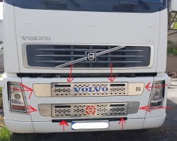 Хром накладка на решетку радиатора комплект нижних решеток для Volvo FH-12 2002-2012 GIB