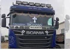 Декоративная хром накладка балкон лобового стекла на Scania G