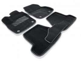 Ворсовые коврики в салон Seintex 3D для Ford Focus III хэтчбек 5дв. 2011-2015 Черные 5шт