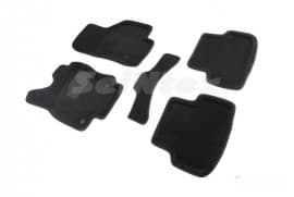 Ворсовые коврики в салон Seintex 3D для Seat Leon универсал 2012-2020 Черные 5шт