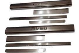 Хром накладки на пороги на короб из нержавейки для Chevrolet Aveo sedan T250 2005-2011 8шт