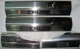 Хром накладки на внутренние пороги из нержавейки для Chevrolet Cruze sedan 2008-2012