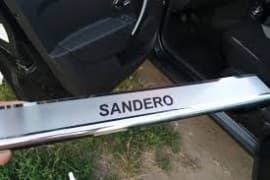 Хром накладки на пороги на короб из нержавейки для Dacia Sandero 2013+