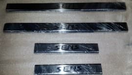 Хром накладки на пороги на короб из нержавейки для Daewoo Sens седан