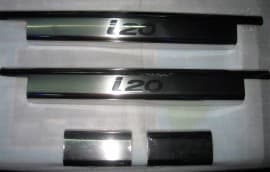 Хром накладки на внутренние пороги из нержавейки для Hyundai i20 2008-2014