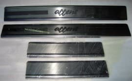 Хром накладки на пороги из нержавейки для Hyundai Accent 3 2006-2010 гравировка