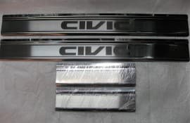 Хром накладки на пороги из нержавейки для Honda Civic 8 Sd 2005-2011 Omcarlin
