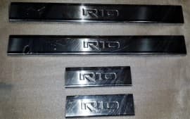 Хром накладки на пороги из нержавейки для Kia Rio 2 Sd 2005-2011 штамповка Omcarlin
