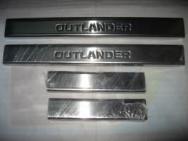 Хром накладки на пороги из нержавейки для Mitsubishi Outlander 2 XL 2006-2010 штамповка Omcarlin