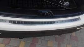 Хром накладка на задний бампер из нержавейки для Nissan Qashqai 1 2010-2014 с загибом Omcarlin