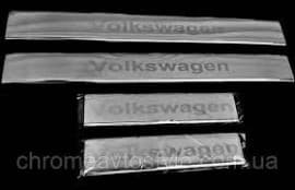 Хром накладки на пороги из нержавейки для Volkswagen Golf 6 2008-2012 с надписью Volkswagen Omcarlin