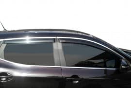 Дефлекторы окон HIC с хром молдингом для Nissan Qashqai 2014-2021 4 шт