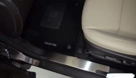 Хром накладки на внутренние пороги НатаНика PREMIUM для Hyundai Santa Fe 3 2012-2018 NataNiko