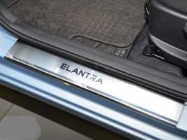 Хром накладки на пороги НатаНика PREMIUM для Hyundai Elantra V 2010-2016