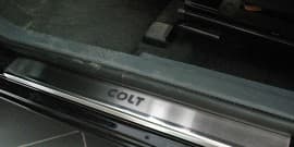 Хром накладки на пороги НатаНика PREMIUM для Mitsubishi Colt VI/VII 3D 2003-2012
