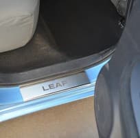 Хром накладки на пороги НатаНика PREMIUM для Nissan Leaf 2010-2018