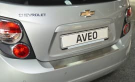 Хром накладка на бампер с загибом НатаНика PREMIUM для Chevrolet Aveo III Hatchback 5D 2011-2020