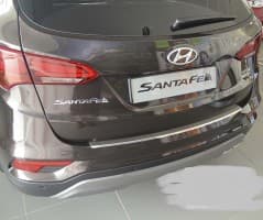 Хром накладка на бампер с загибом НатаНика PREMIUM для Hyundai Santa Fe 3 FL 2016-2018 NataNiko