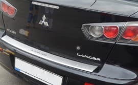 Хром накладка на бампер с загибом НатаНика PREMIUM для Mitsubishi Lancer 10 X 4D 2007-2018