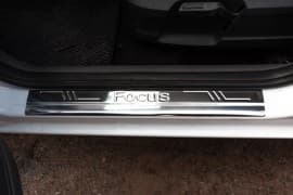 Хром накладки на внутренние пороги Omsa Line из нержавейки для Ford Focus 2 Wg 2005-2008 Хром порог на Форд Фокус 4шт