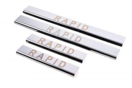 Хром накладки на пороги Carmos V1 из нержавейки для Skoda Rapid 2012+ Хром порог на Шкода Рапид 4шт
