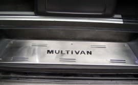 Хром накладки на внутренние пороги Omsa Line из нержавейки для Volkswagen T5 Multivan 2003-2010 Хром порог Фольксваген Т5 3шт