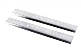 Хром накладки на пороги Carmos V2 из нержавейки для Opel Corsa C 2000+ Хром порог на Опель Корса Ц 2шт