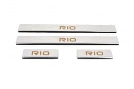 Хром накладки на пороги Carmos из нержавейки для Kia Rio Hb 2005-2011 Хром порог на Киа Рио 4шт