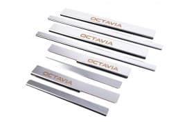 Хром накладки на пороги Carmos из нержавейки для Skoda Octavia A7 2013-2019 Хром порог на Шкода Октавия А7 8шт