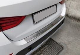 Хром накладка на задний бампер Omsa Line из нержавейки для BMW X1 E84 2009-2012 Хром порог на БМВ Х1 Е84