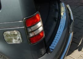 Хром накладка на задний бампер прямая Omsa Line из нержавейки для Volkswagen Caddy 2004-2010 Хром порог Фольксваген Кадди глянец