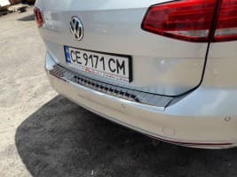 Хром накладка на задний бампер Carmos V1 из нержавейки для Volkswagen Passat B8 America SW 2015+ Хром порог Фольксваген Пассат Б