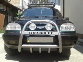 Кенгурятник с надписью высокий крашенный молотковый для Chevrolet Niva 2002+