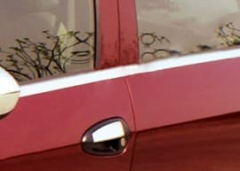 Хром молдинг нижней окантовки стекол Omsa Line для Fiat Punto Grande Coupe 2006-2011 Хром молдинг на Фиат Пунто Гранде 2шт