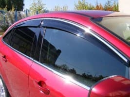 Дефлекторы окон с хром полоской Ветровики Niken для Honda Civic 8 2005-2011 Sedan (4шт)