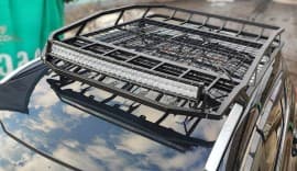 Экспедиционный багажник-корзина на крышу аэродинамический 150х110 с большой люстрой (LED) AQM4WD